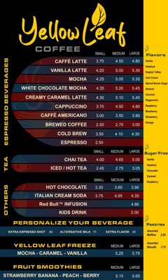 Yellow Leaf Coffee menu 1